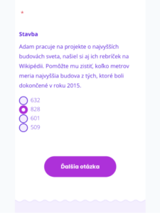 Ukážka IT‑Fitness testu – matematicko‑informačná úloha s výberom čísla z viacerých možností.