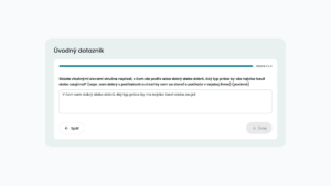 Ukážka úvodného dotazníka – Otvorená otázka v teste.